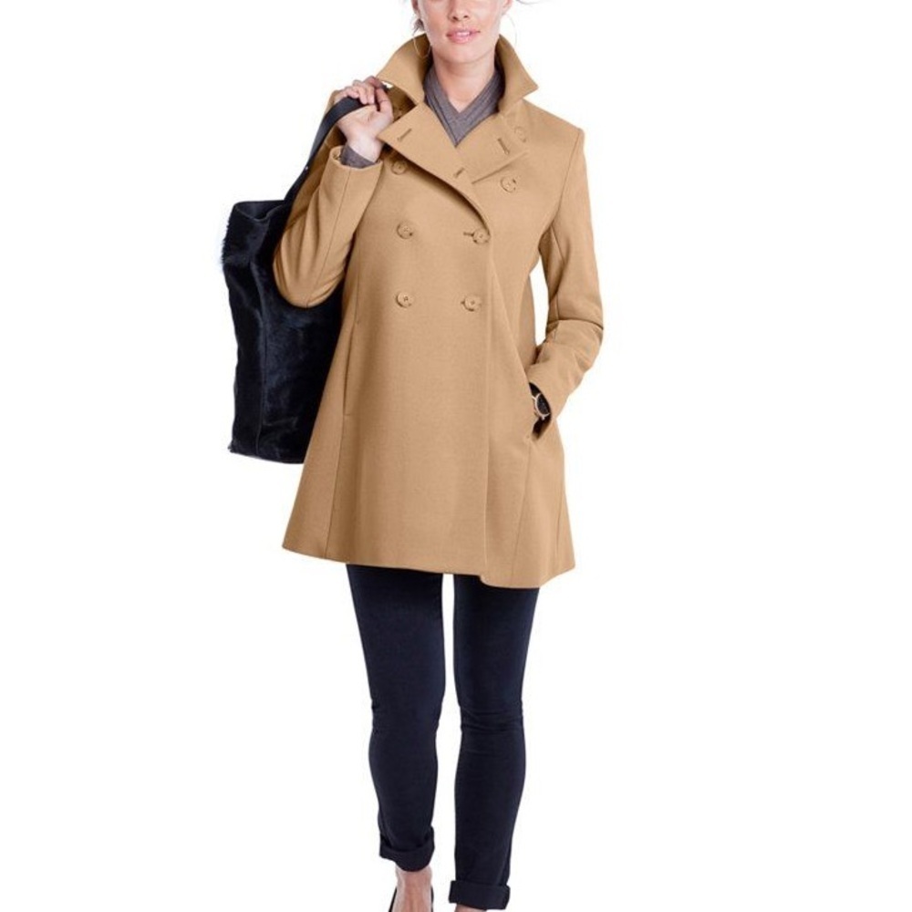 Isabella Oliver Maternity Camel Peacoat Pea Coat Double Breasted Size 12 - Picture 2 of 14